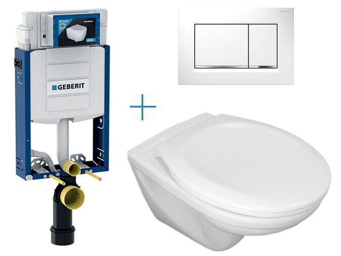 Geberit Kombifix - sada pro závěsné WC 110.302.00.5 CW + klozet Jika Euroline a sedátko Jika Zeta + tlačítko Sigma30, bílá/chrom lesk