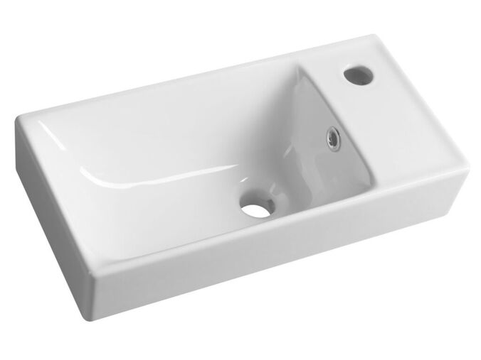 Sapho NUALI keramické umývátko 50x25cm, baterie vpravo, bílá