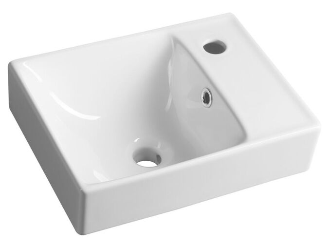 Sapho NUALI keramické umývátko 40x30cm, baterie vpravo, bílá