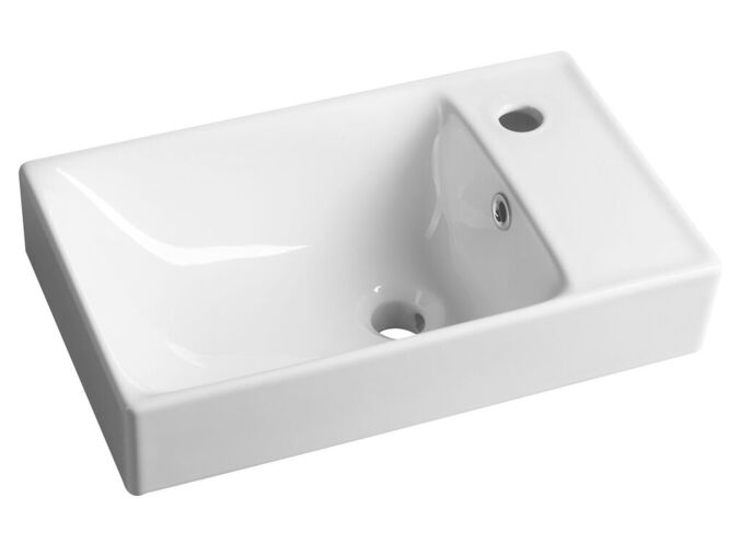 Sapho NUALI keramické umývátko 50x30cm, baterie vpravo, bílá