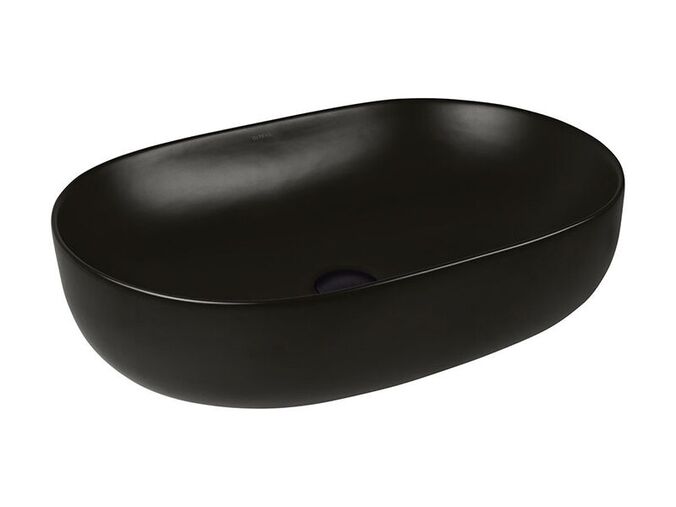 Oltens Hamnes Thin umyvadlo 60,5x41,5 cm na desku, oválné, s povrchovou úpravou SmartClean, černá mat