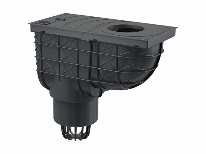 Alcadrain univerzální lapač střešních splavenin 300x155/110mm přímý černý