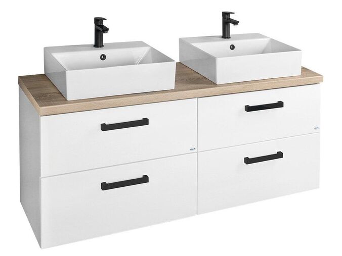 Aqualine VEGA sestava koupelnového nábytku, š. 125 cm, bílá/dub platin