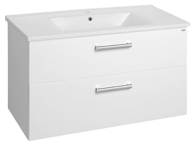 Aqualine VEGA umyvadlová skříňka 97x60x43,6cm, 2x zásuvka, bílá