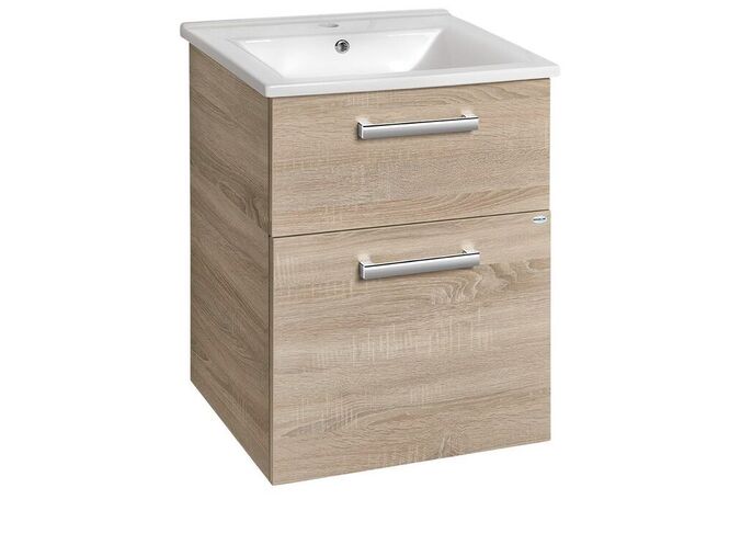 Aqualine VEGA umyvadlová skříňka 51,5x72,6x43,6cm, 2x zásuvka, dub platin