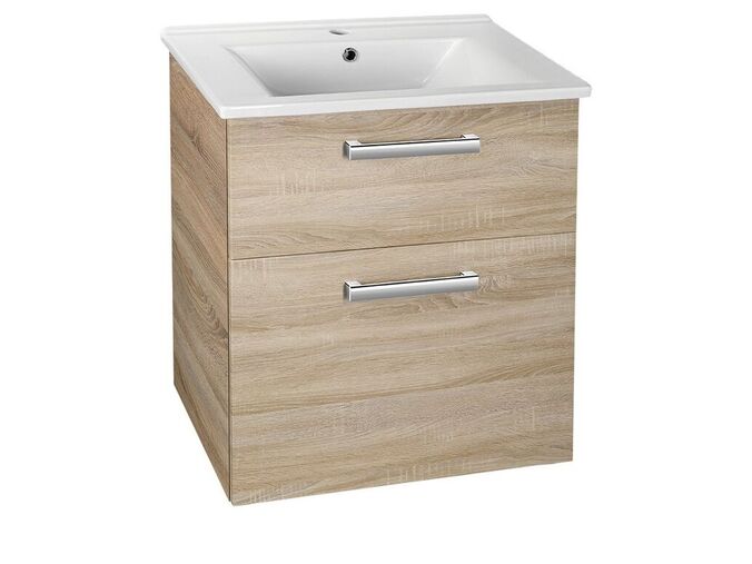 Aqualine VEGA umyvadlová skříňka 62x72,6x43,8cm, 2x zásuvka, dub platin