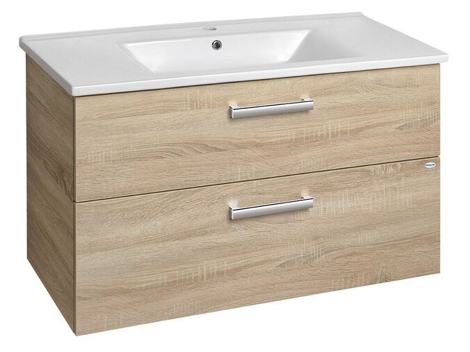 Aqualine VEGA umyvadlová skříňka 97x60x43,8cm, 2x zásuvka, dub platin
