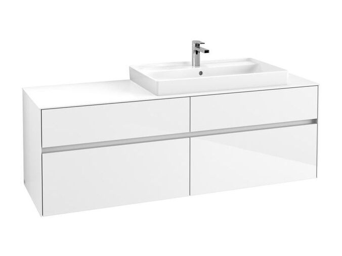Villeroy & Boch Collaro skříňka pod umyvadlo, 160x50x54,8 cm, otvor vpravo, 4x zásuvka, Glossy White