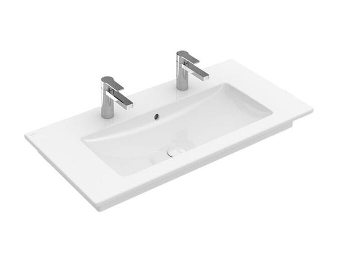 Villeroy & Boch Venticello umyvadlo 100x50 cm, 2x otvor pro baterii, s přepadem, bílá Alpin