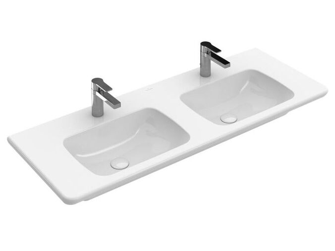 Villeroy & Boch VIVIA dvojumyvadlo na skříňku, 2 otvory, bez přepadu, 1300x490mm, bílá