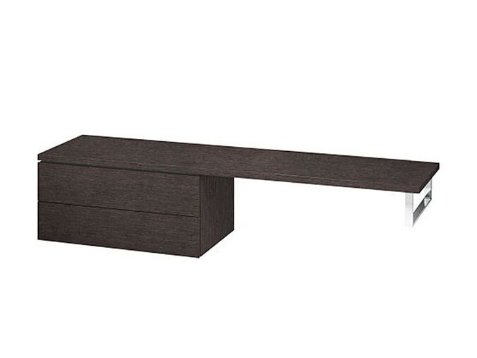 Výprodej vzorového setu - Duravit L-Cube deska pod umyvadlo, dub tmavý + nosič desky s držákem na ručníky + skříňka pod desku