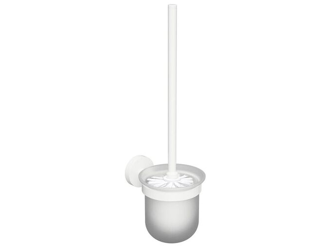 Sapho X-ROUND WHITE WC štětka závěsná, mléčné sklo, bílá mat