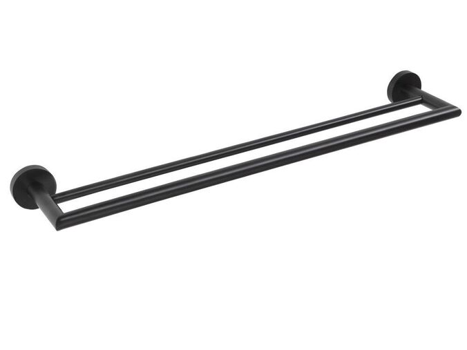 Sapho X-ROUND BLACK dvojitý držák ručníků 600x120mm, černá