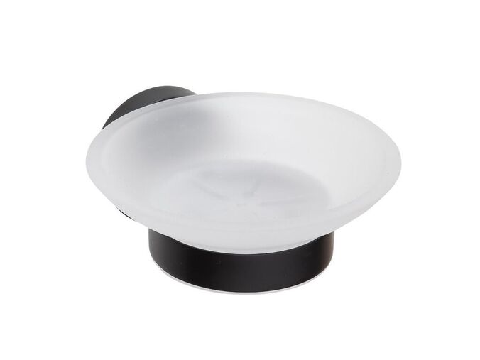 Sapho X-ROUND BLACK mýdlenka, mléčné sklo, černá mat