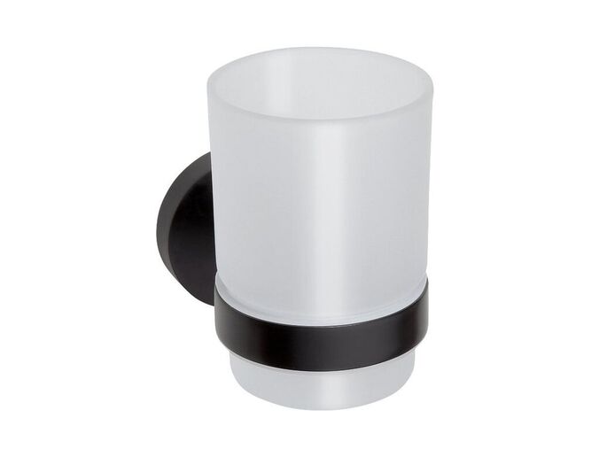 Sapho X-ROUND BLACK sklenka, mléčné sklo, černá mat