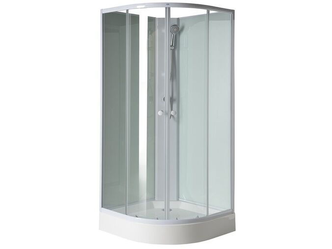 Aqualine AIGO čtvrtkruhový sprchový box 900x900x2040 mm, bílý profil, čiré sklo