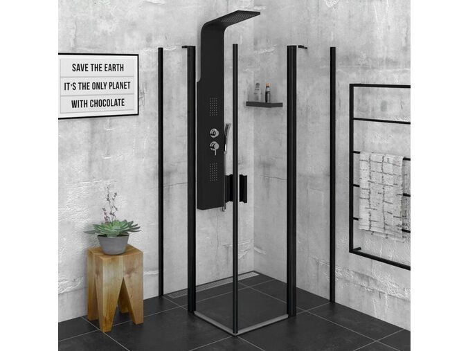 Polysan ZOOM BLACK čtvercová sprchová zástěna 900x900mm, čiré sklo