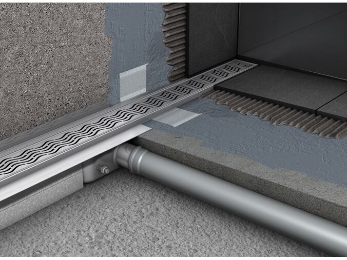 Riho nerezový podlahový žlab řada C, vertikální příruba 585mm, PU 50mm