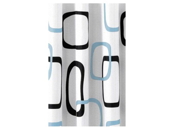 Aqualine Sprchový závěs 180x200cm, polyester, bílá/černá/modrá