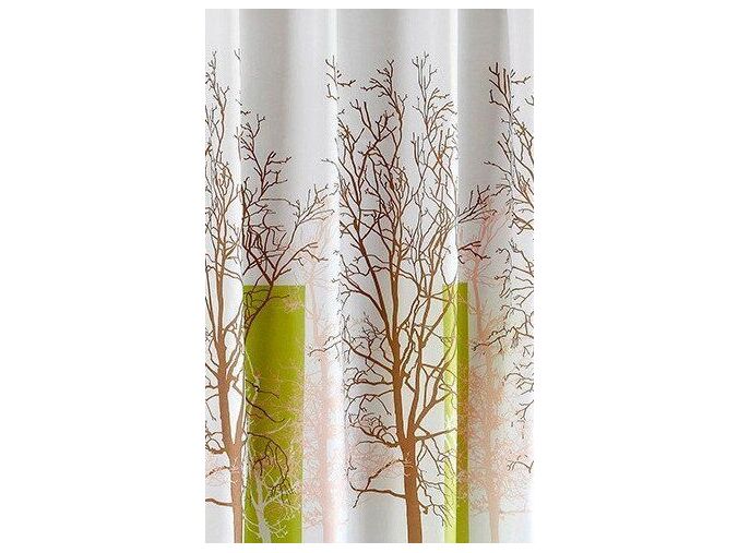Aqualine Sprchový závěs 180x180cm, polyester, bílá/zelená, strom