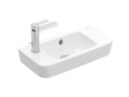 Villeroy & Boch O.novo Umývátko Compact 500x250 mm, s přepadem, 1 otvor pro baterii vlevo, CeramicPlus, alpská bílá