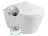 Sapho AVVA CLEANWASH závěsná WC mísa, s bidetovou sprškou, Rimless, 35,5x53cm, bílá