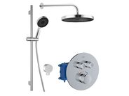 kielle Oudee Sprchový set s termostatickou baterií pod omítku, pro 2 spotřebiče, s příslušenstvím a tělesem, chrom