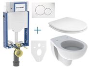 Geberit + Kolo Set předstěnové instalace Kombifix + klozet a sedátko Kolo Rekord + tlačítko Sigma01, alpská bílá