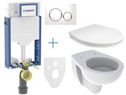 Geberit + Kolo Set předstěnové instalace Kombifix + klozet a sedátko Kolo Rekord + tlačítko Sigma20, bílá/chrom lesk