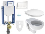 Geberit + Kolo Set předstěnové instalace Kombifix + klozet a sedátko Kolo Rekord + tlačítko Sigma30, bílá/chrom lesk