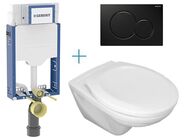 Geberit + Jika Set předstěnové instalace Kombifix + klozet Jika Euroline a sedátko Zeta + tlačítko Sigma01, černá