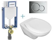 Geberit + Jika Set předstěnové instalace Kombifix + klozet Jika Euroline a sedátko Zeta + tlačítko Sigma01, chrom mat easy-to-clean