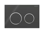 Geberit Omega20 ovládací tlačítko pro 2 možnosti splachování, černá, kroužky chrom lesk