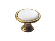 Sapho CROSS kovová úchytka, průměr 30mm, bronz/bílá