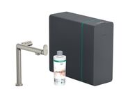 Hansgrohe Aqittura M91 Dřezová baterie, SodaSystem, sBox, vzhled nerezu