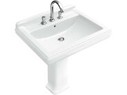 Villeroy & Boch Hommage Umyvadlo 750x580 mm, s přepadem, otvory pro baterii, Ceramicplus, bílá