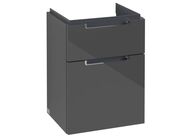 Villeroy & Boch Subway 2.0 Umyvadlová skříňka, 59x44x35 cm, 2 zásuvky, lesklá šedá