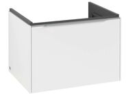 Villeroy & Boch Subway 3.0 Umyvadlová skříňka s LED osvětlením, 62x43x48 cm, 1 zásuvka, Pure White/lesklý hliník