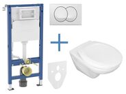 Geberit + Jika Set předstěnové instalace Duofix Delta + klozet Jika Euroline a sedátko Zeta + tlačítko Delta Zero, bílá
