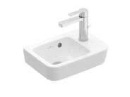 Villeroy & Boch O.novo Umývátko Compact 360x250 mm, s přepadem, 1 otvor pro baterii vpravo, AntiBac, CeramicPlus, alpská bílá