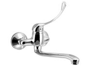 Aqualine AQUALINE 35 nástěnná baterie, rozteč 100mm, lékařská páka, ramínko ploché zvýšené, 220mm, chrom