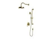 OMNIRES Armance Sprchový set s baterií pod omítku, s tělesem, průměr 22,5 cm, kartáčovaná mosaz