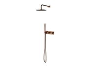 OMNIRES Contour Sprchový set s baterií pod omítku, s tělesem, průměr 25 cm, kartáčovaná měď