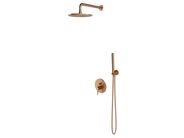 OMNIRES Y Sprchový set s baterií pod omítku, s tělesem, průměr 25 cm, kartáčovaná měď