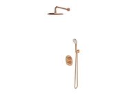OMNIRES Y Sprchový set s termostatem pod omítku, s tělesem, průměr 25 cm, 5 proudů, kartáčovaná měď
