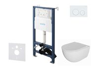 kielle Genesis New Set předstěnové instalace, klozetu Oudee, Rimless, sedátka softclose a tlačítka Gemini New I, lesklá bílá