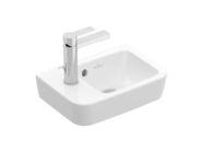 Villeroy & Boch O.novo Umývátko Compact 360x250 mm, s přepadem, otvor pro baterii vlevo, AntiBac, CeramicPlus, alpská bílá
