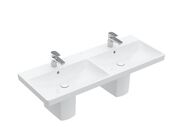 Villeroy & Boch Avento Dvojumyvadlo nábytkové 1200x470 mm, s přepadem, otvory pro baterie, CeramicPlus, Stone White