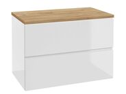 kielle Oudee Skříňka včetně desky pod umyvadlo 80x55x46 cm, lesklá bílá/zlatý dub