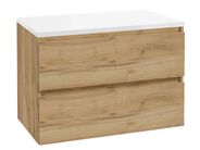 kielle Nefia Skříňka včetně desky pod umyvadlo 80x55x46 cm, zlatý dub/lesklá bílá